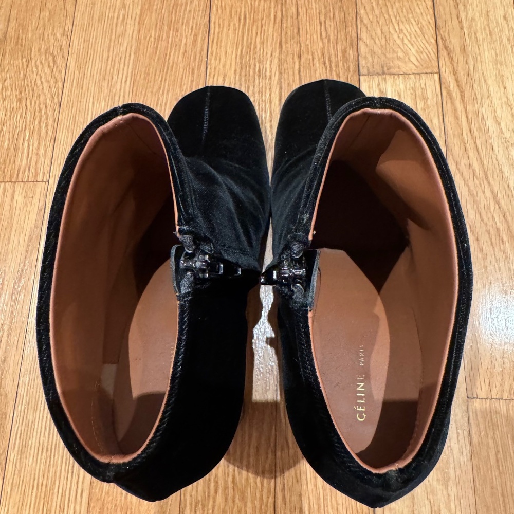 CELINE - Black Velvet BAM BAM Ankle Boots - Iconic Phoebe Philo - Size 38 - Picture 6 of 9